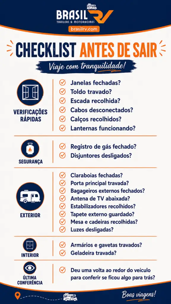 Checklist antes de sair em viagem com seu trailer ou motorhome